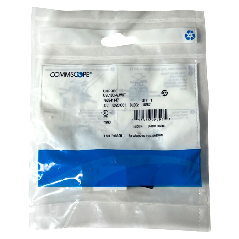20 CommScope Uniprise SL-Series Modular Jacks RJ45 CAT6A USL10G-A.WHT White